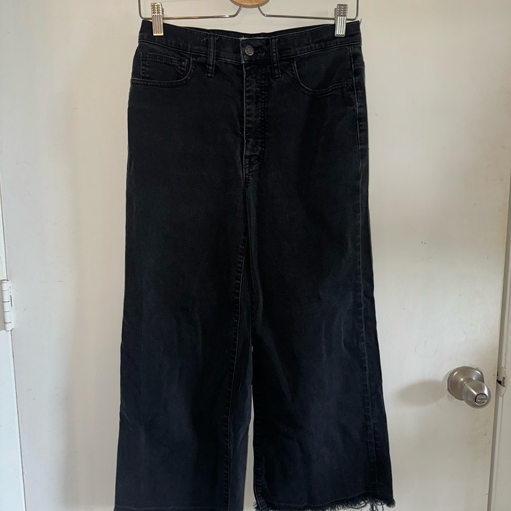 Madewell Women's Cropped Wide Leg Black Jeans